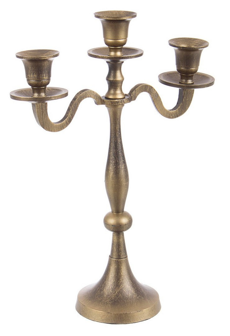 Candelabro Antichizzato Brunito Shabby Chic Portacandele Candeliere Bizzotto Formato: 3 fuochi