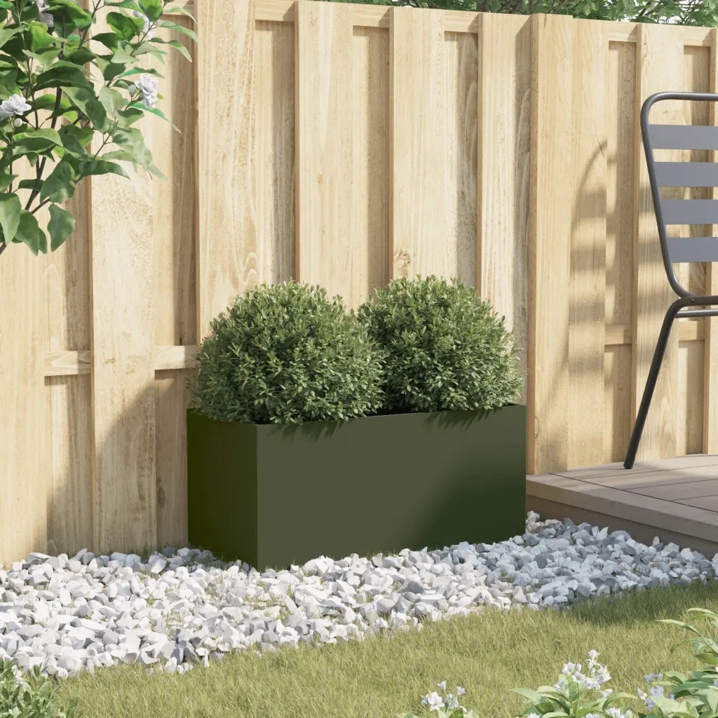 Fioriera Verde Oliva 62x30x29 cm in Acciaio 841592
