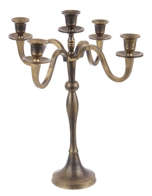 Candelabro Antichizzato Brunito Shabby Chic Portacandele Candeliere Bizzotto Formato: 5 fuochi