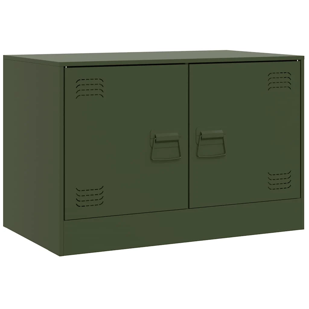 Mobile TV multimediale scaffale TV credenza mobile TV sala da pranzo soggiorno camera da letto 2 pezzi verde oliva 67 x 39 x 44 cm acciaio verde 02_0028641