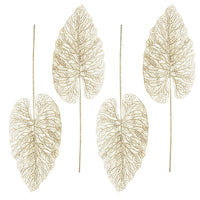 Foglia Natalizia Cuoriforme Ramo Natalizio Glitter a Cuore Rametto di Natale Oro