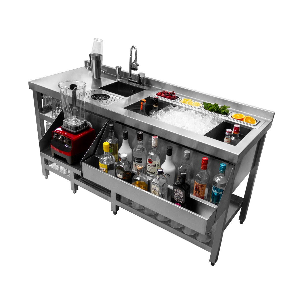 Cocktail Station Barman Postazione Bancone Barman Pozzo Ghiaccio Lava Bicchieri
