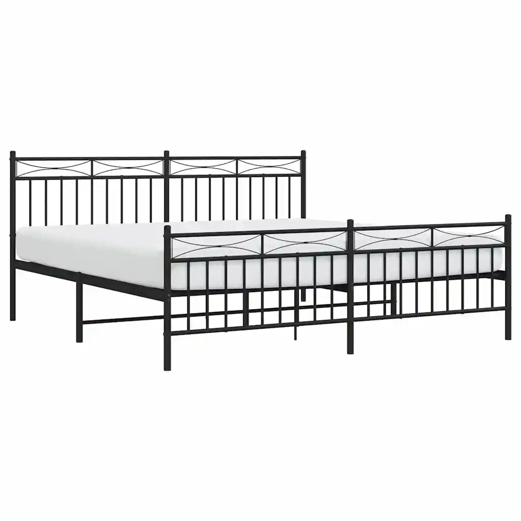 Giroletto con Testiera e Pediera Metallo Nero 183x213 cm 373714