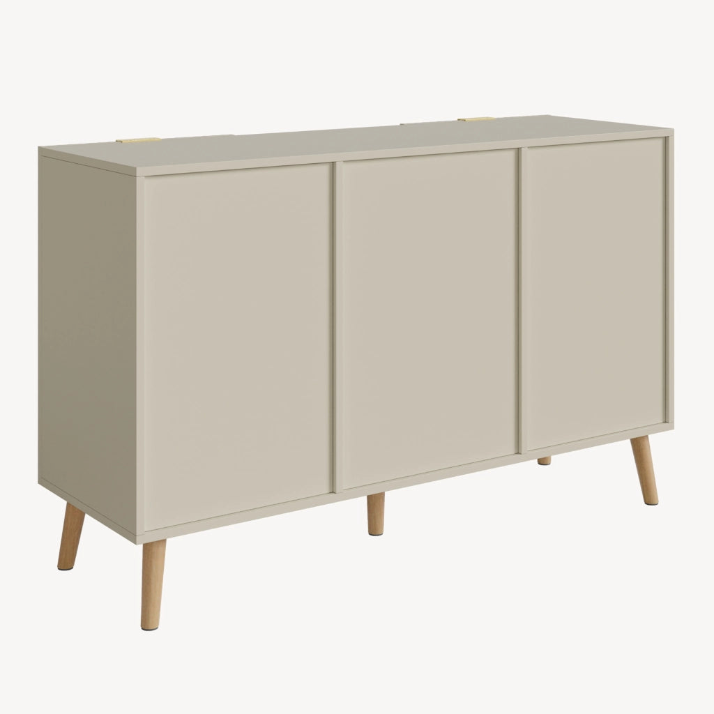 Credenza Nand Madia con 2 Ante Scanalate 120x40x76 cm color Sabbia [en.casa]
