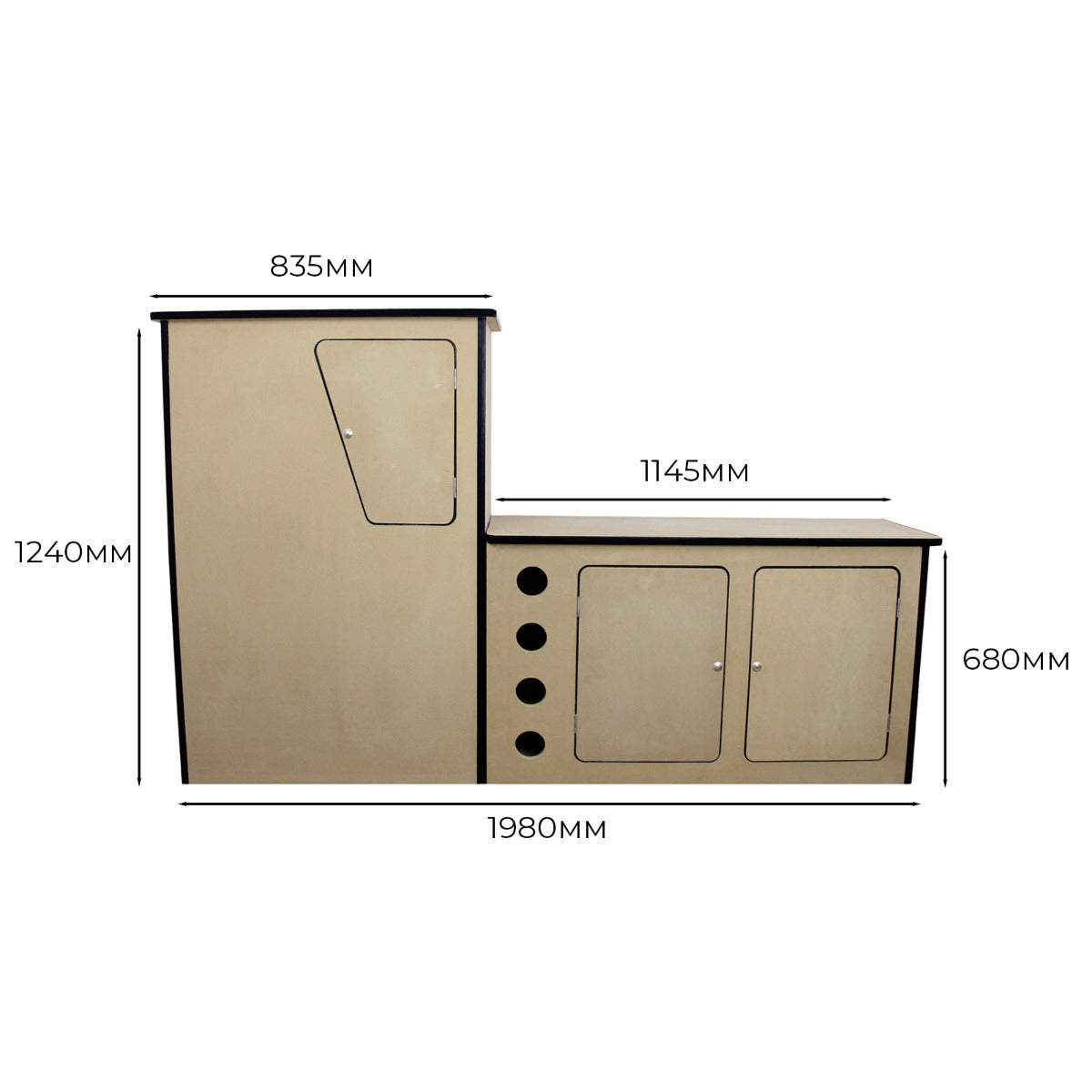 MDF Camper Interno Campervan Armadio Credenza Camper Pod VW T4 LHD Transporter