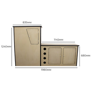 MDF Camper Interno Campervan Armadio Credenza Camper Pod VW T4 LHD Transporter