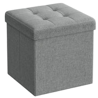 Pouf contenitore Valora PUFA in MDF grigio chiaro, tessuto effetto lino LSF028G02