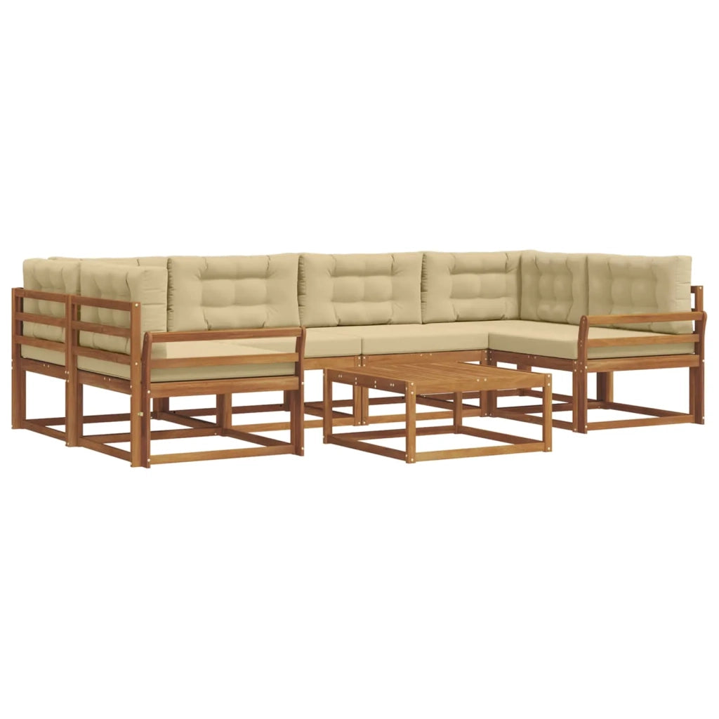 Set di divani da esterno con cuscino 7 pcs Naturale e Beige 3367266