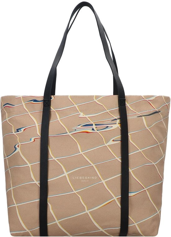 Borsa a Spalla Aurora Pool Print Shopper in Sabbia