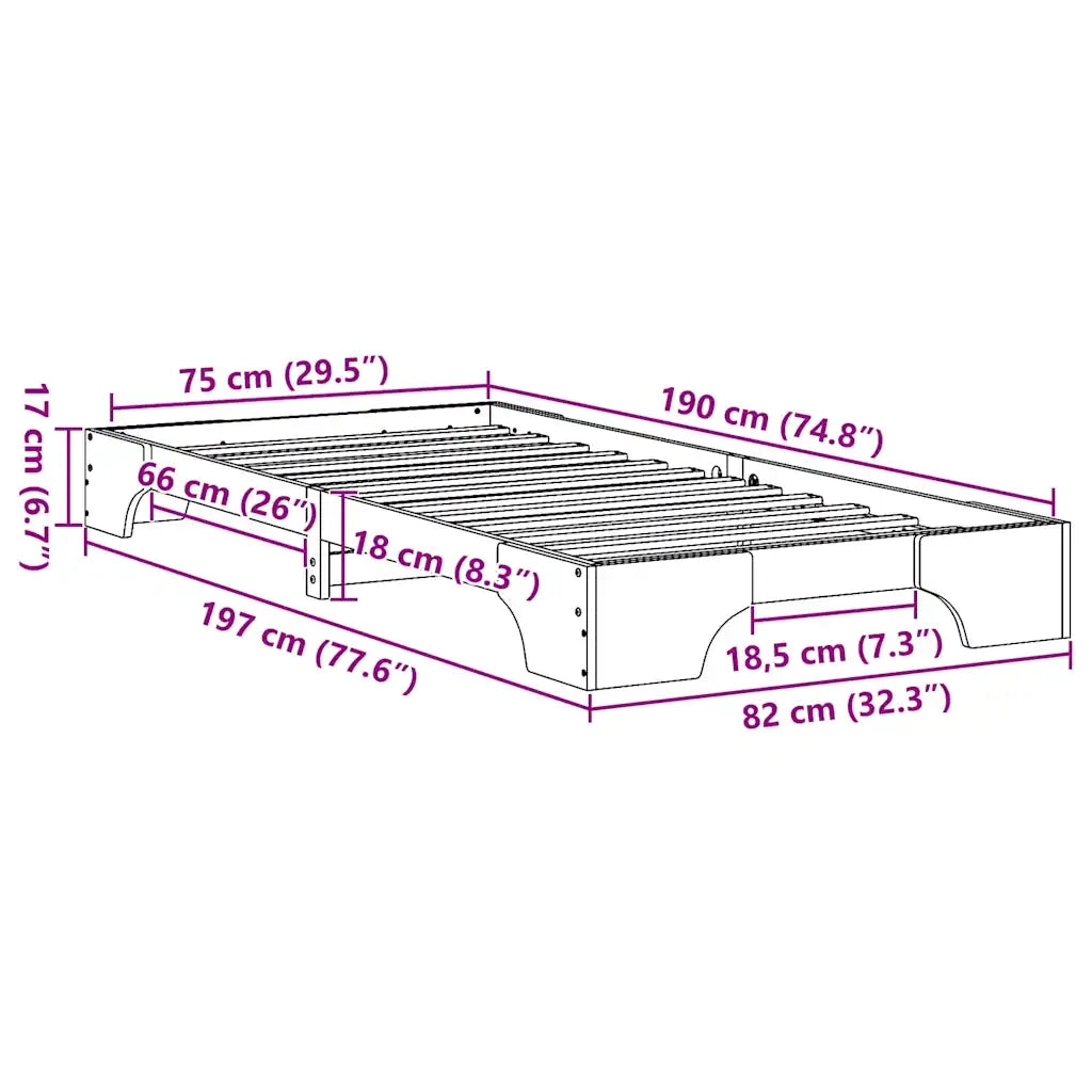 Struttura del letto Marrone cerato 75 x 190 cm Pino massello 872889