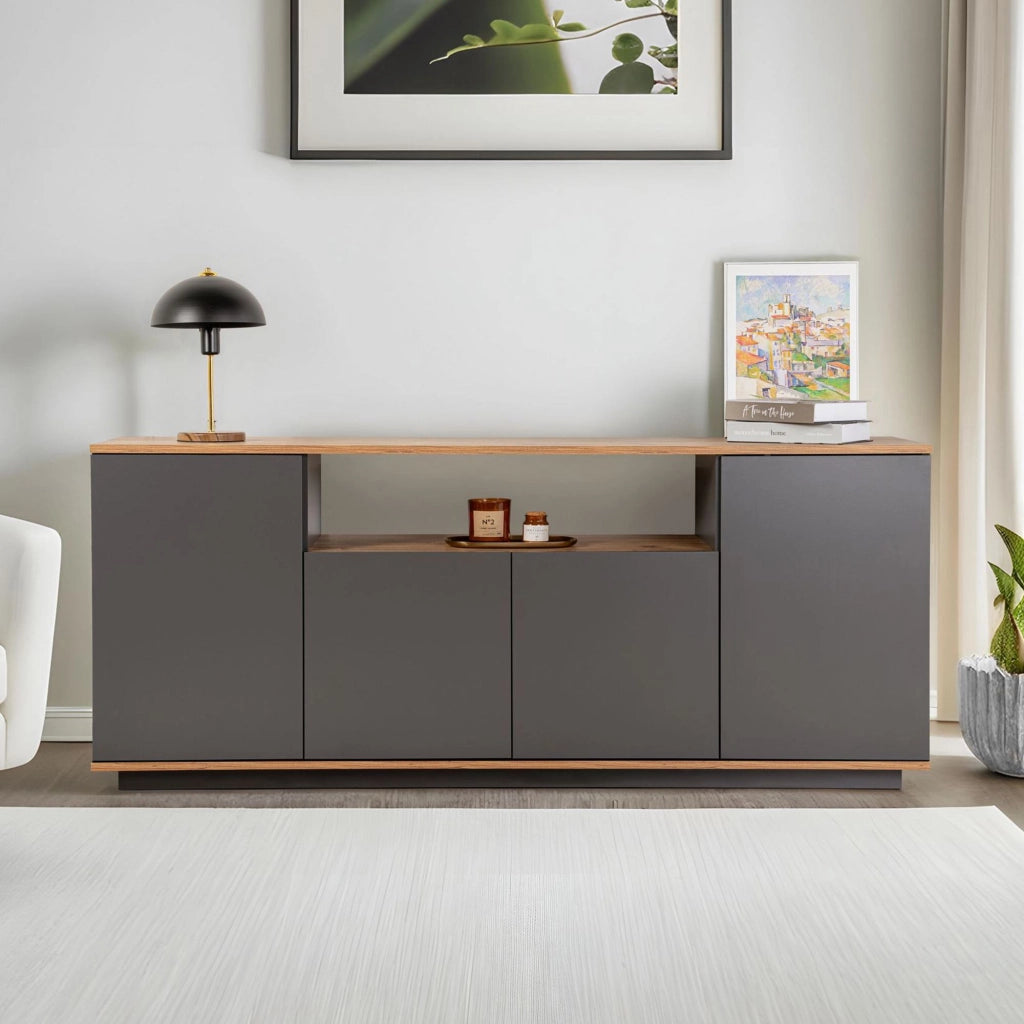 Credenza in legno "Arista" - 180 x 44 x 75 cm - Grigio antracite