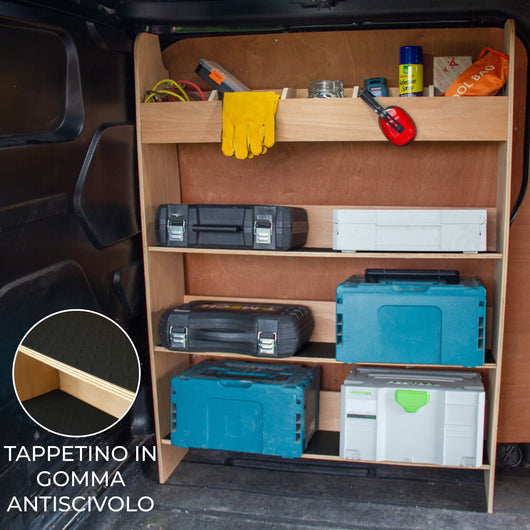 Scaffale per Ford Transit con Tappetini Gommati su Mensole Scaffale per Furgone