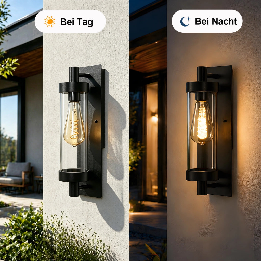 ZMH Lampada da Esterno Interno E27 Max 40W Nero per Terrazza Balcone/Parete Giardino Senza Lampadina