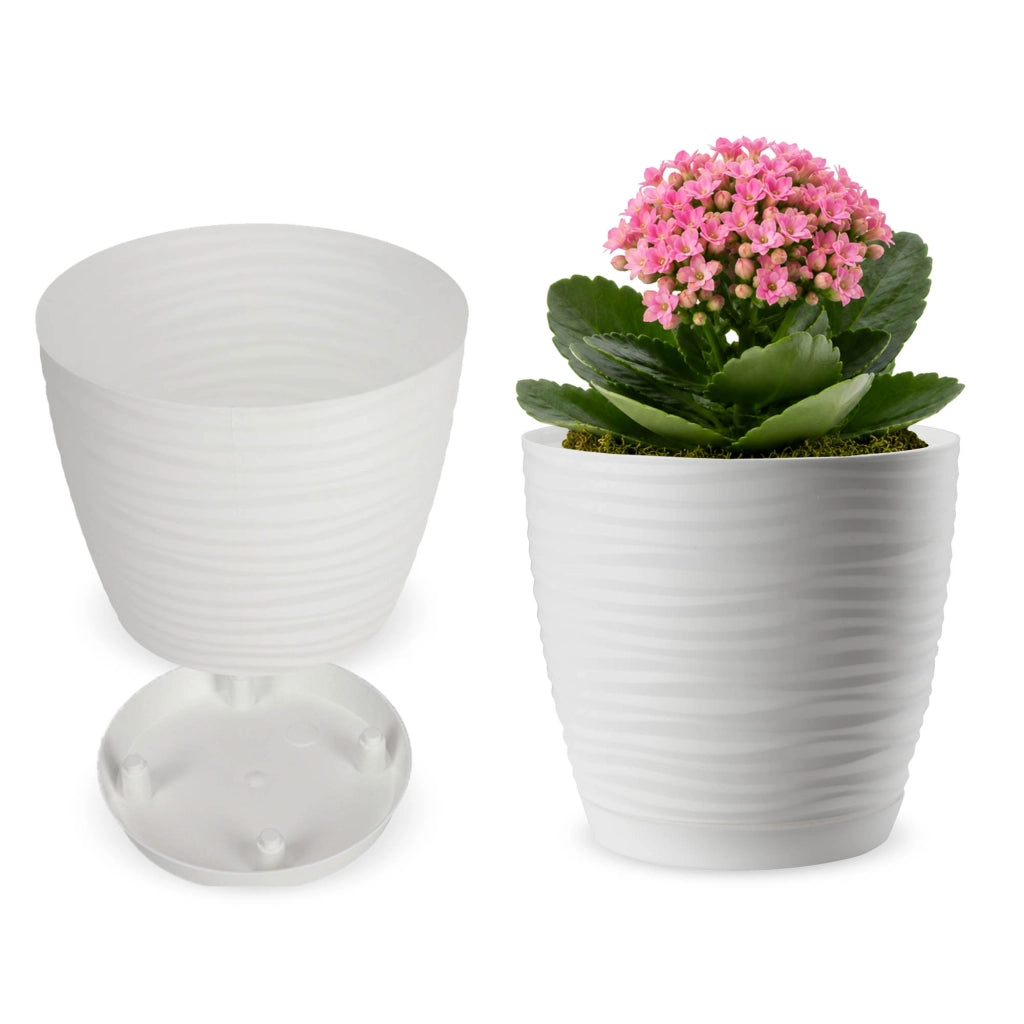 Vaso da fiori KADAX rotondo in plastica bianca, 13 cm.