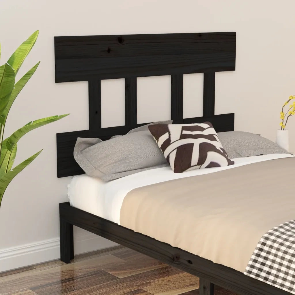 Testiera per Letto Nera 78,5x3x81 cm Legno Massello di Pino 819099