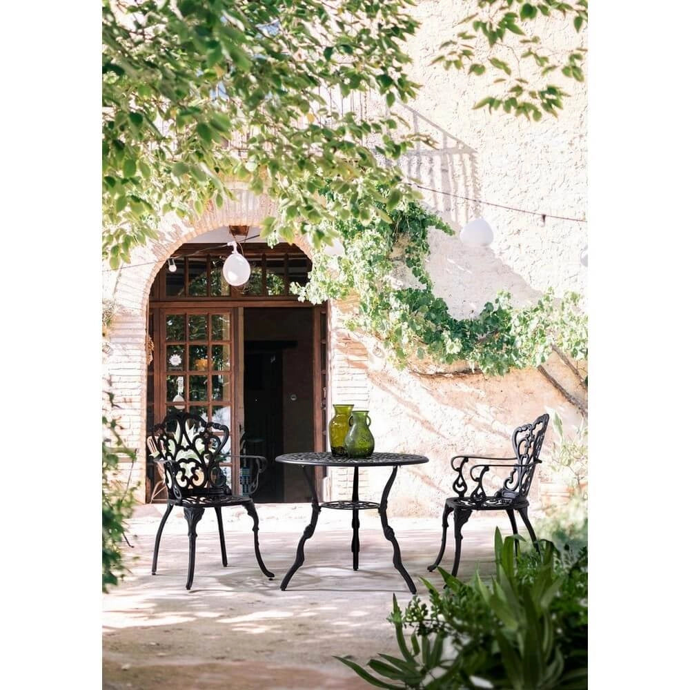 Tavolo da Giardino Rotondo in Alluminio Pressofuso con Decori - REGENCY