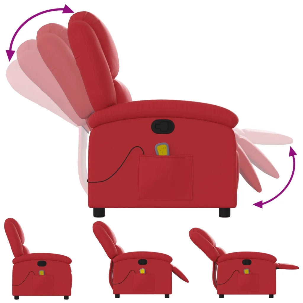 Divano Sedia-Poltrona Massaggiante Reclinabile Rossa in Similpelle 224030
