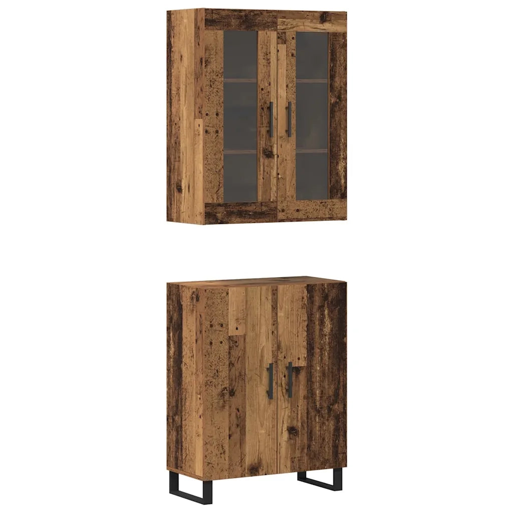 Credenza 2 pcs Legno vecchio Legno multistrato