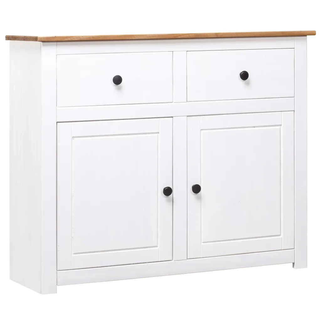 Credenza Bianca 93x40x80 cm in Legno Massello di Pino Panama cod mxl 40078