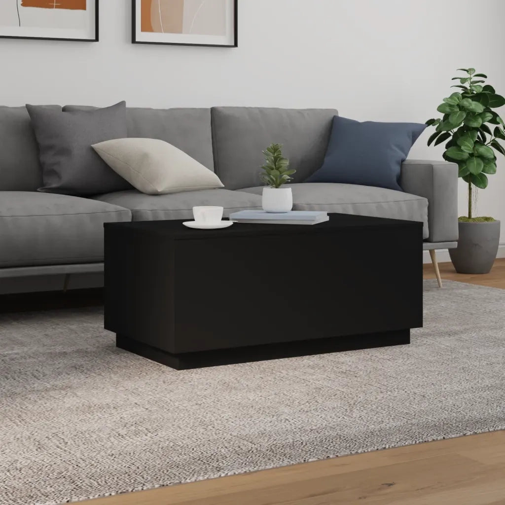 Tavolino da Soggiorno con Luci LED Nero 90x50x40 cm 839876
