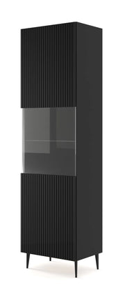 MOBILE RAVENNA B VETRINA IN MDF RIVESTITO IN FOGLIO 1DS 60x217 NERO OPACO GAMBE NERE