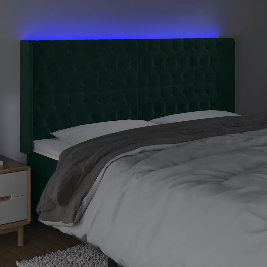 Testiera a LED Verde Scuro 183x16x118/128 cm in Velluto 3124447