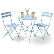 Set di mobili da balcone ORION Tavolo rotondo e 2 sedie in blu elegante