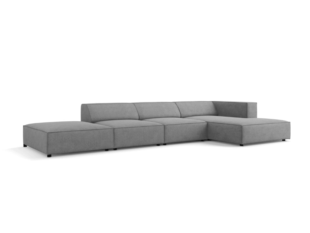 Cosmopolitan Design - Divano angolare destro "Arendal" 5 posti in ciniglia con effetto a coste grigio scuro 