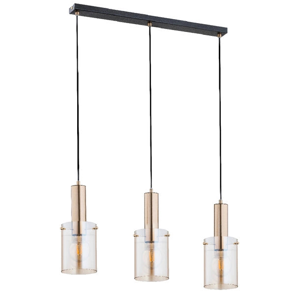 Lampada a sospensione CELIA metallo nero oro 3xE27 Alfa