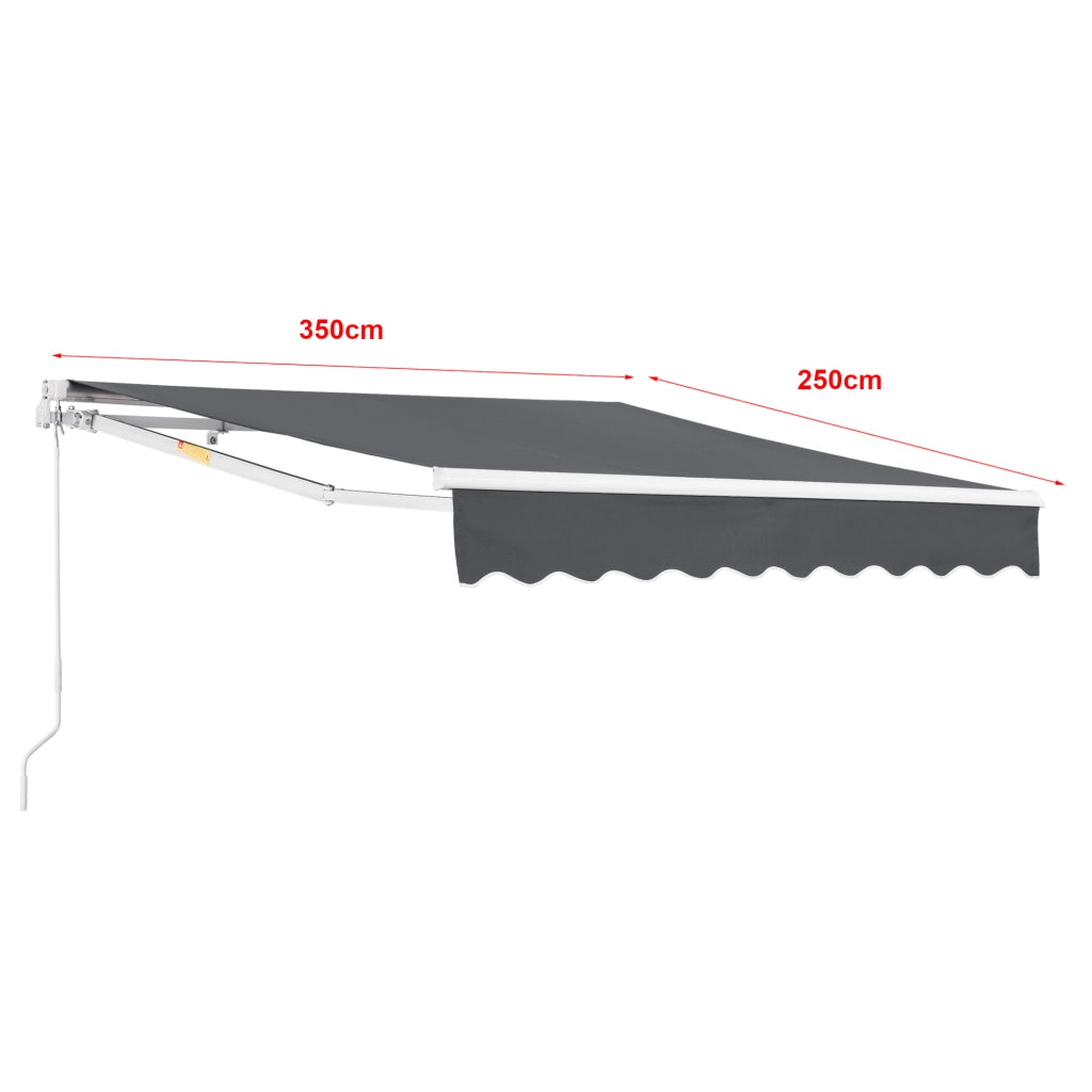 Tenda da Sole a Muro Bitonto con Bracci Estensibili e Manovella 350 x 250 cm (LxP) Grigio Scuro [en.casa]