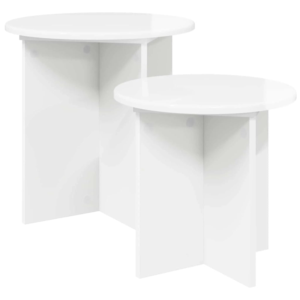 Set tavolini 2 pcs Bianco Lucido Legno ingegnerizzato 8001014
