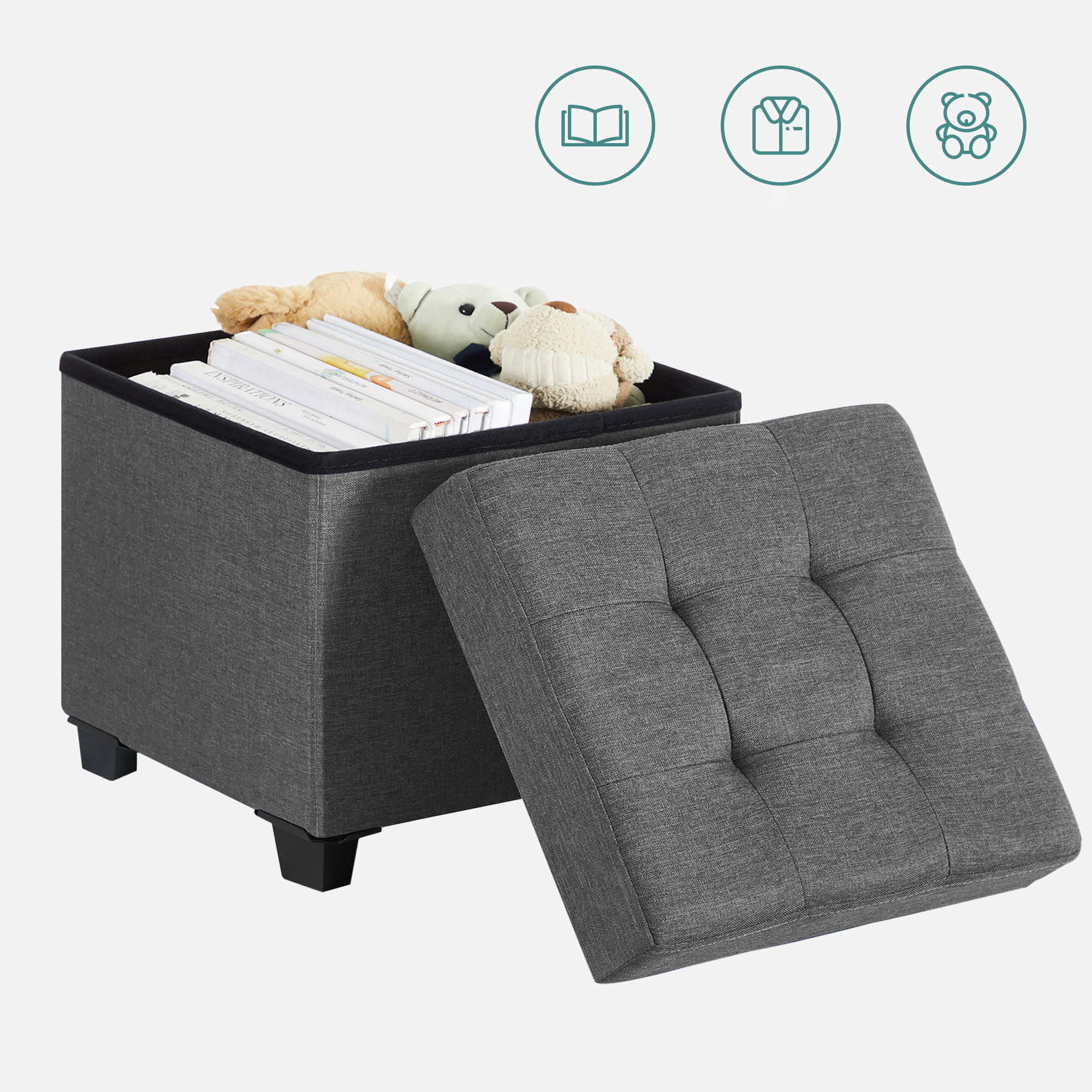 Valora PUFA Pouf portaoggetti in MDF grigio chiaro per camera da letto LSF014G01V1