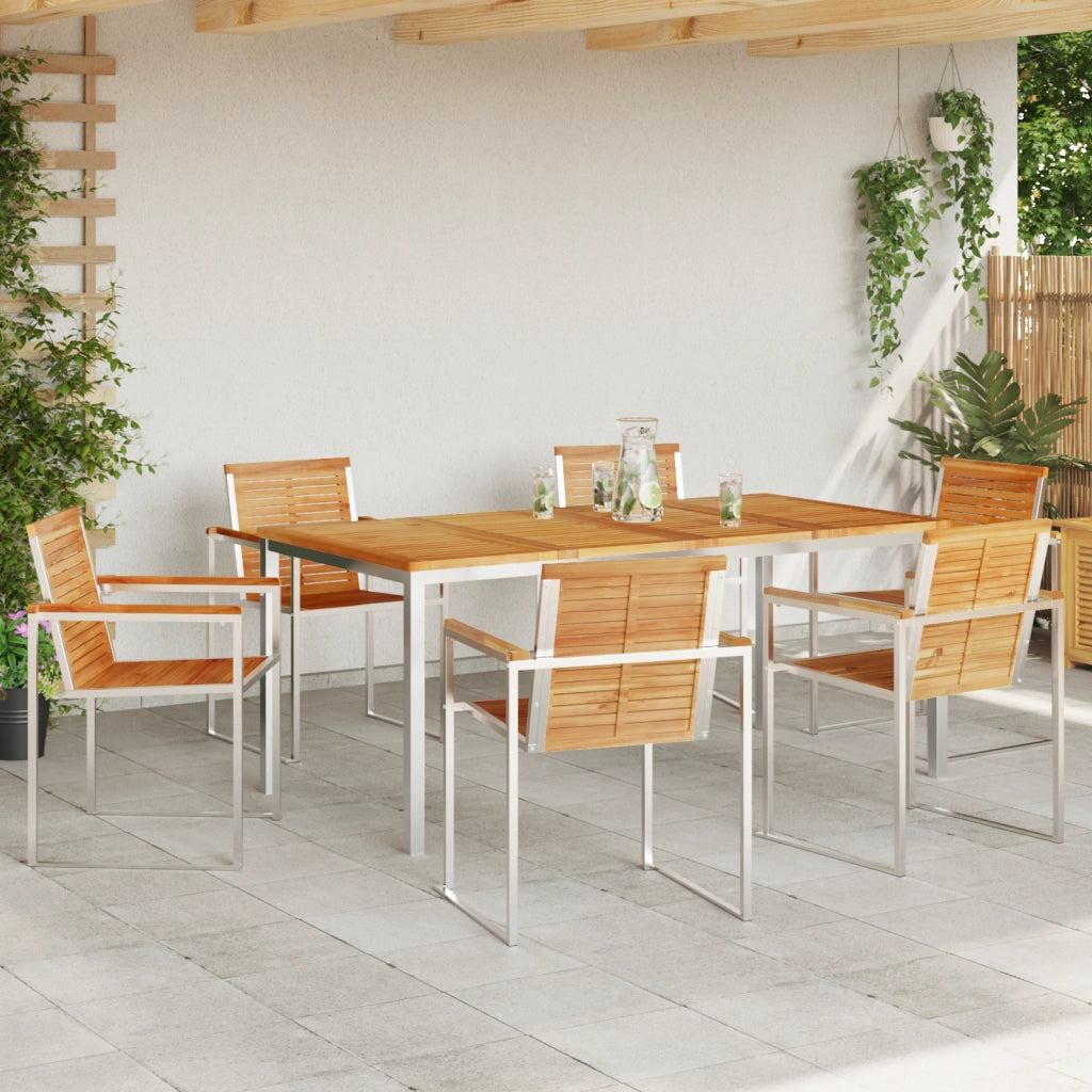 Set da Pranzo da Giardino  7 Pezzi Legno Massello di Teak