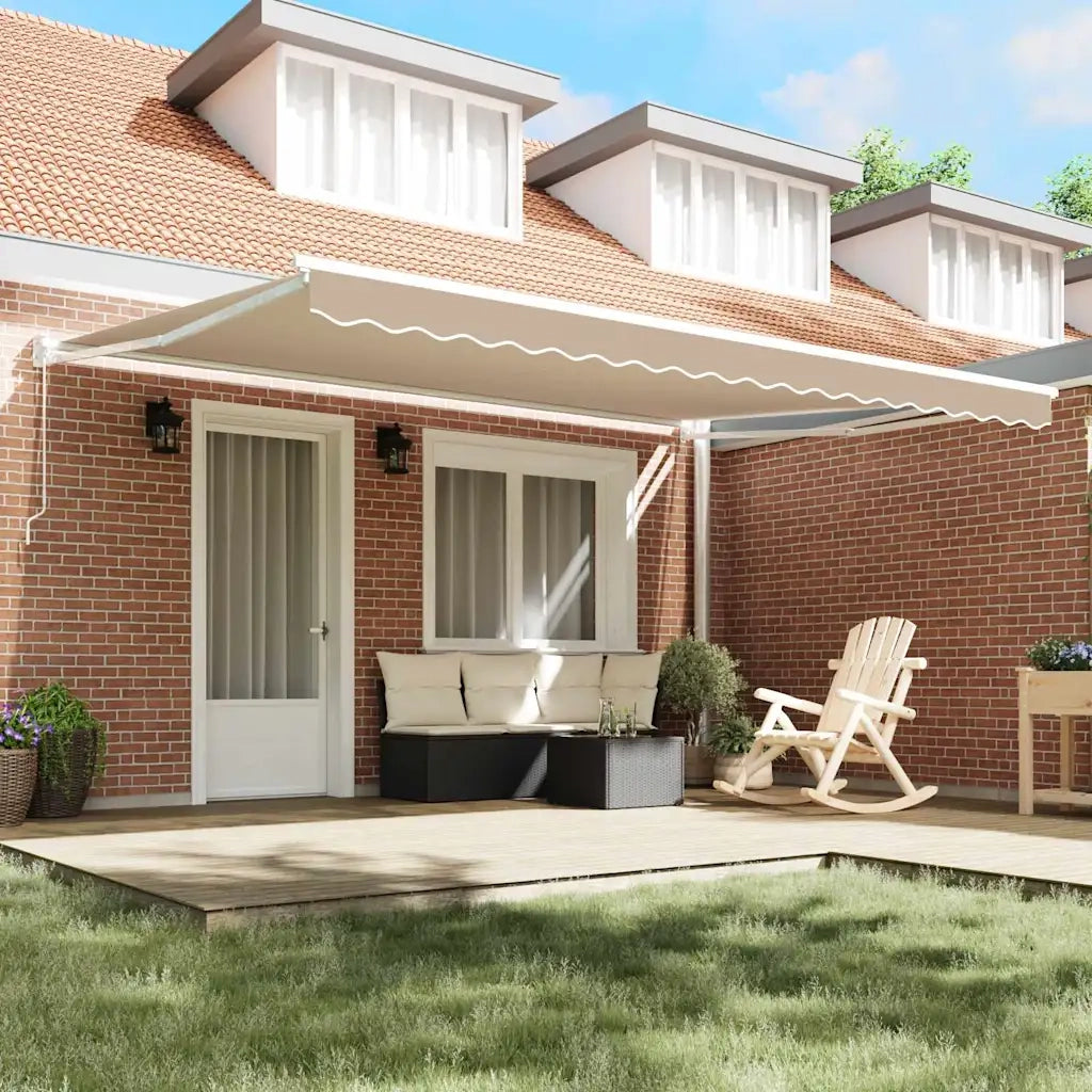 Tenda da Sole-Tenda parasole per balcone Beige 450 x 300 x 165 cm Poliestere e Metallo 674596