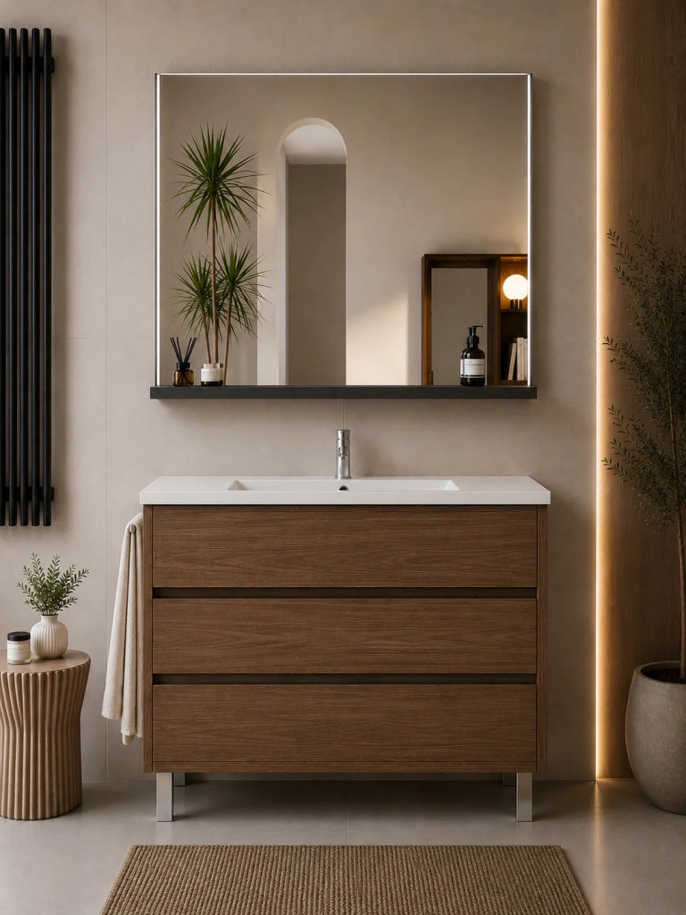 Mobile bagno con lavabo ORIGENBATH IMPERIA senza specchio 90x45 cm frassino tea