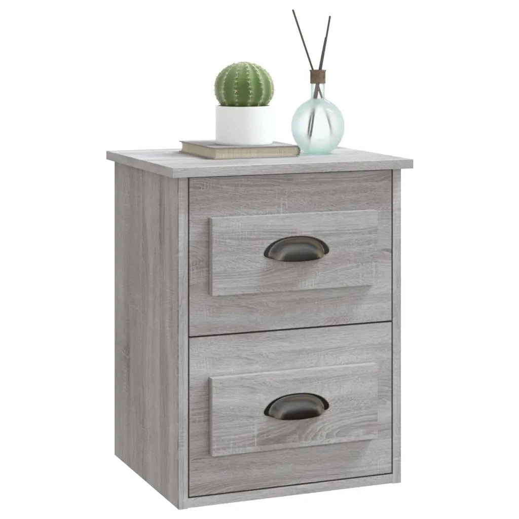 Set di 2 Comodini | Armadio da Notte | Mobiletto da notte a Parete Grigio Sonoma 41,5x36x53 cm