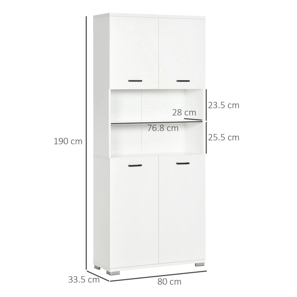MOBILE BAGNO CON 2 ARMADIETTI ANTE E 2 RIPIANI APERTI 80X33.5X190 CM BIANCO