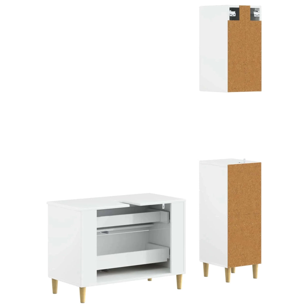 Set di armadietti da bagno in 3 pezzi DELFT Bianco Lucido 3417787