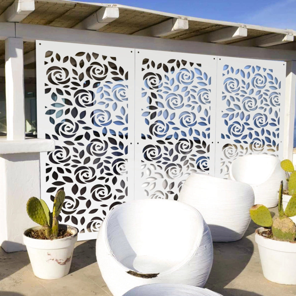 PETALI - Pannello in PVC traforato - Parasole Colore: bianco, Misura: 73x148 cm