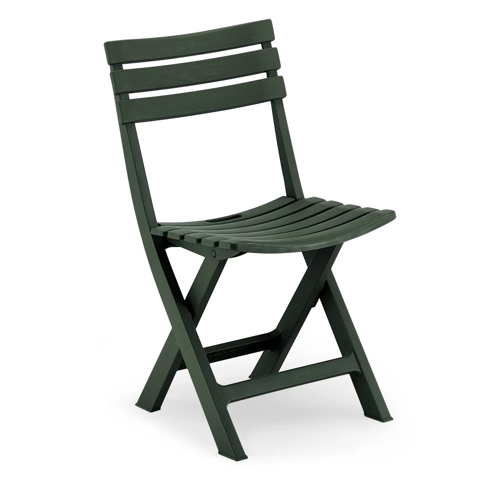 Set 6 sedie pieghevoli modello Sonia, realizzata in polipropilene ad alta resistenza, resistente ai raggi UV, ideale per bar, veranda, giardino, colore Verde Oliva