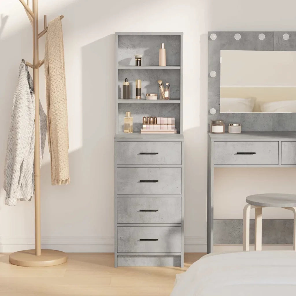 Credenza | Madia | Buffet da pranzo | Armadio da pranzo Grigio cemento 40 x 41 x 135 cm Legno multistrato