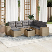 Set Divano da Giardino 8 pz con Cuscini Beige in Polyrattancod mxl 114873