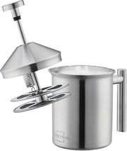 Melcostruttore manuale in acciaio inossidabile - 400 ml - Perfetto per la creazione di schiuma di latte grazie alla doppia setola e al meccanismo di compressione speciale.