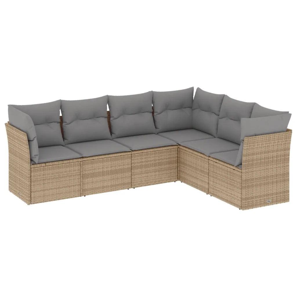 Set Divano da Giardino 6 pz con Cuscini Beige in Polyrattan 3249518