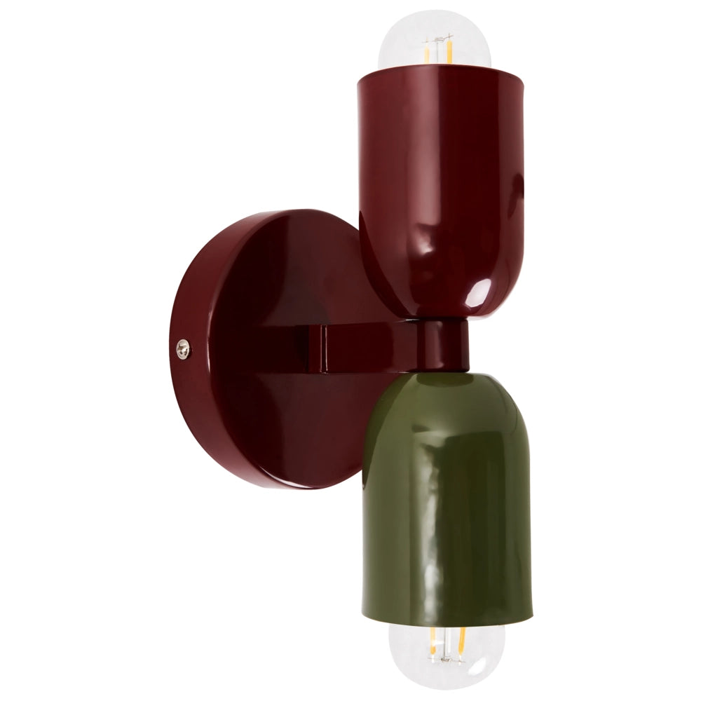 Set di 2 lampade da parete a due luci Up-Down Scones rosso e verde