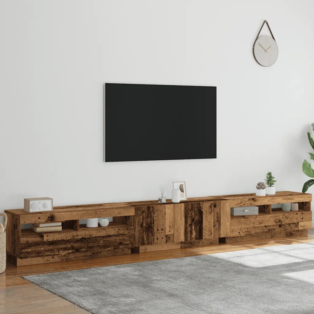 Mobile Porta TV con LED Legno Antico 300x35x40 cm Truciolato 3329169