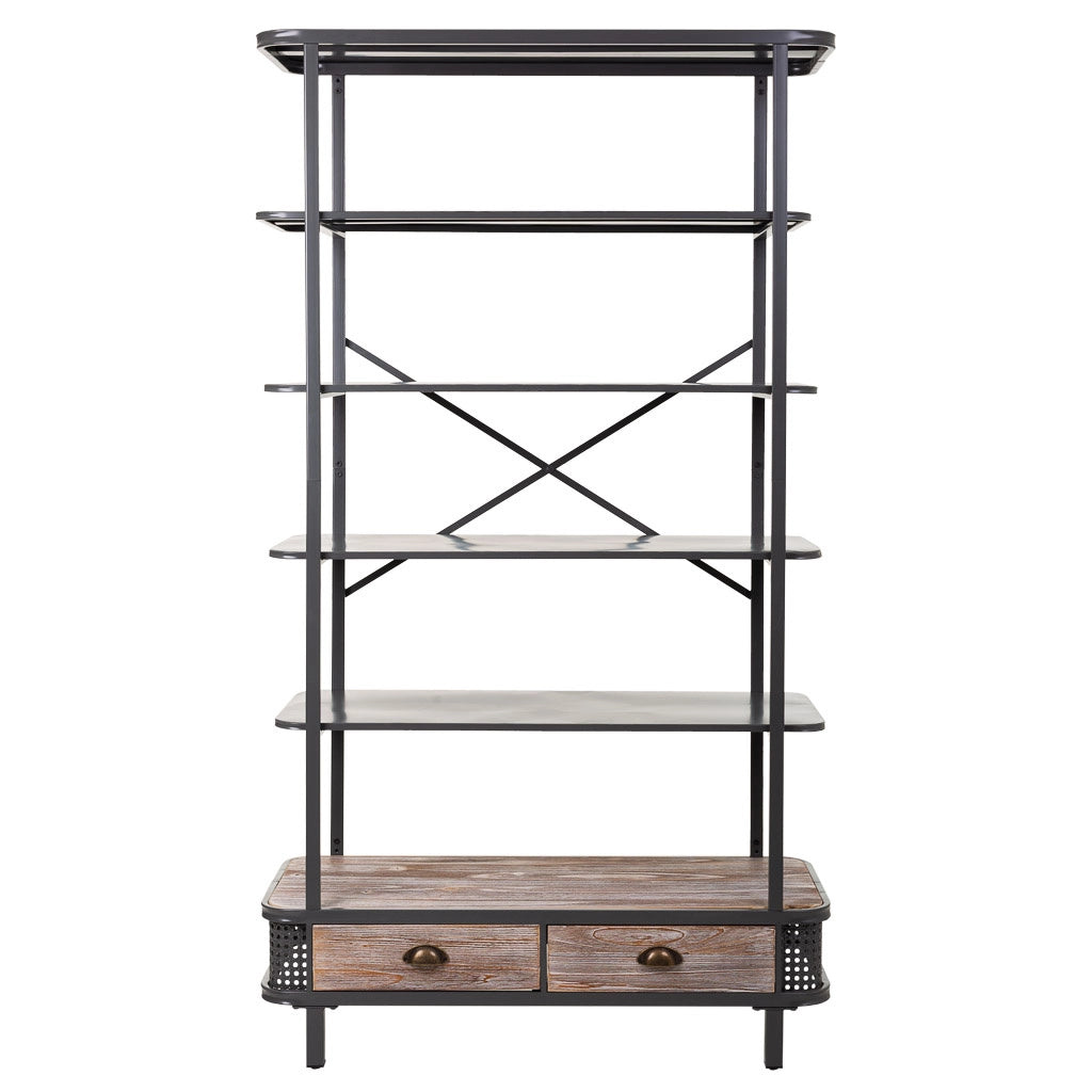 Scaffale in metallo grigio e legno 100x40x181h
