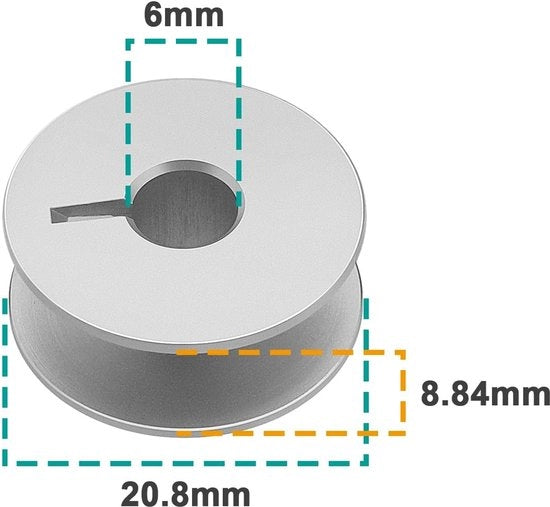 Accessori per macchina da cucire - 20 pezzi - Lega di alluminio - Compatibile con Pfaff - Accessori per macchina da cucire - Argento - 20,8 x 8,84 mm - Accessori per macchina da cucire