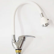 Trade Shop - Miscelatore Lavello Colore Bianco Cromato Lavandino Doccetta Flessibile Snake -