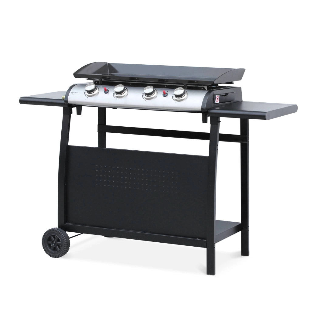 Carrello per piastra plancha porthos 4 bruciatori, nero